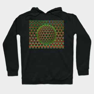 vivid multi-coloured triangular design over a 3D sphere similar shaped mosaic tiles Hoodie